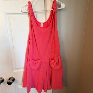 Pink Sleeveless Romper with Pockets